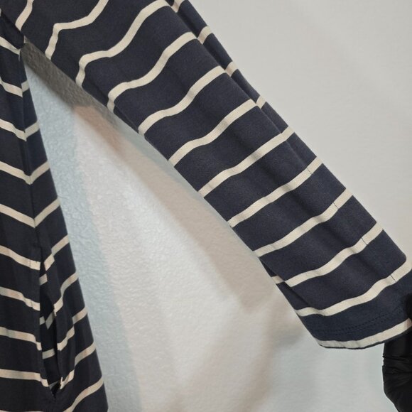 Logo By Lori Goldstein Tunic Blouse Top Women Large Gray Striped Pocket Hi Low - Picture 7 of 10